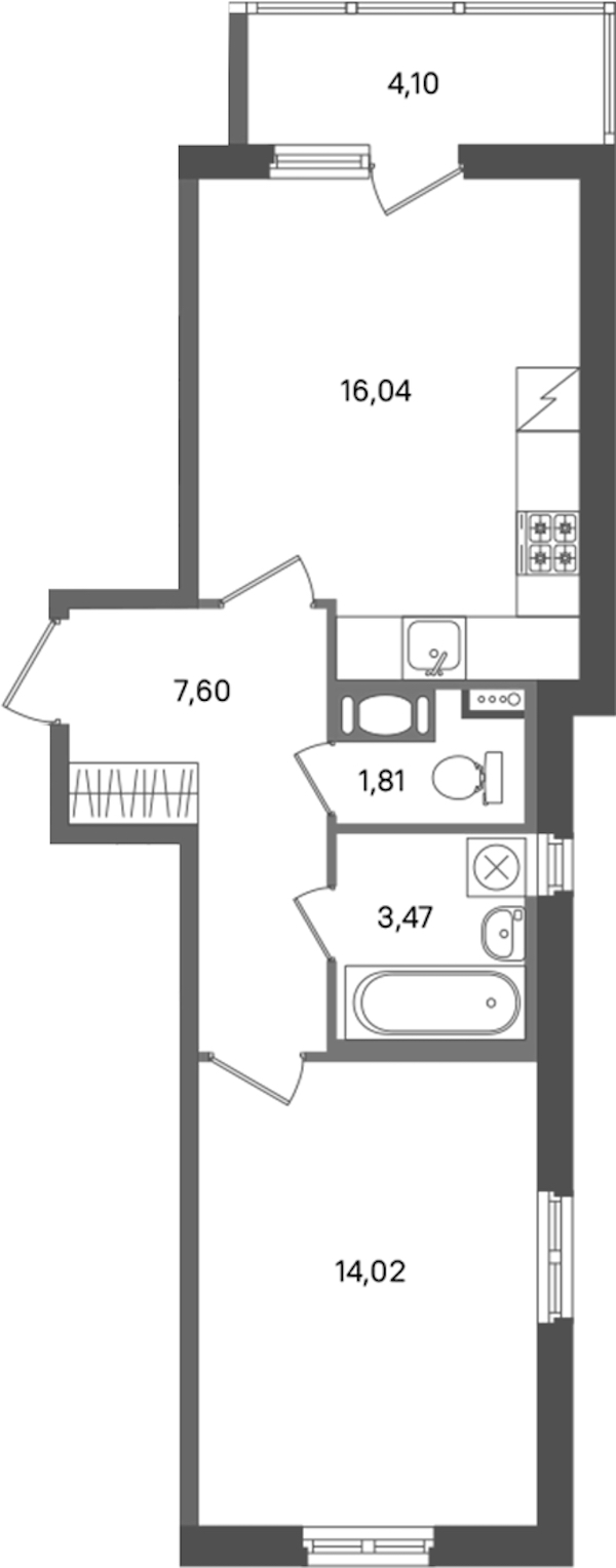 1-комнатная квартира 42.94 м², 11/11 эт., ЖК «ПАТИО. Уютный квартал»